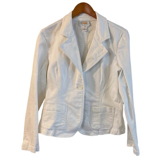 Talbots Jackets & Blazers - Talbots Denim Blazer 10 Women White Stretch Business Office Workwear Jacket